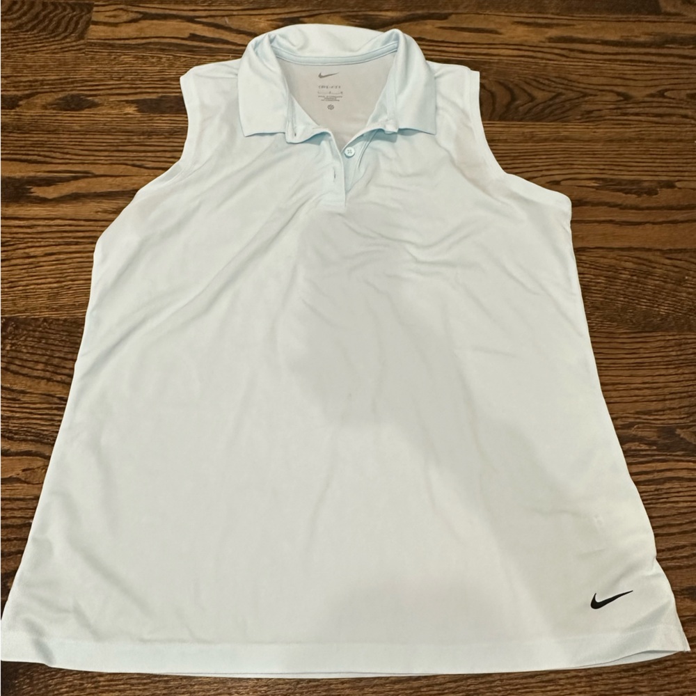 Nike Pale Blue Sleeveless Polo Tank with Collar